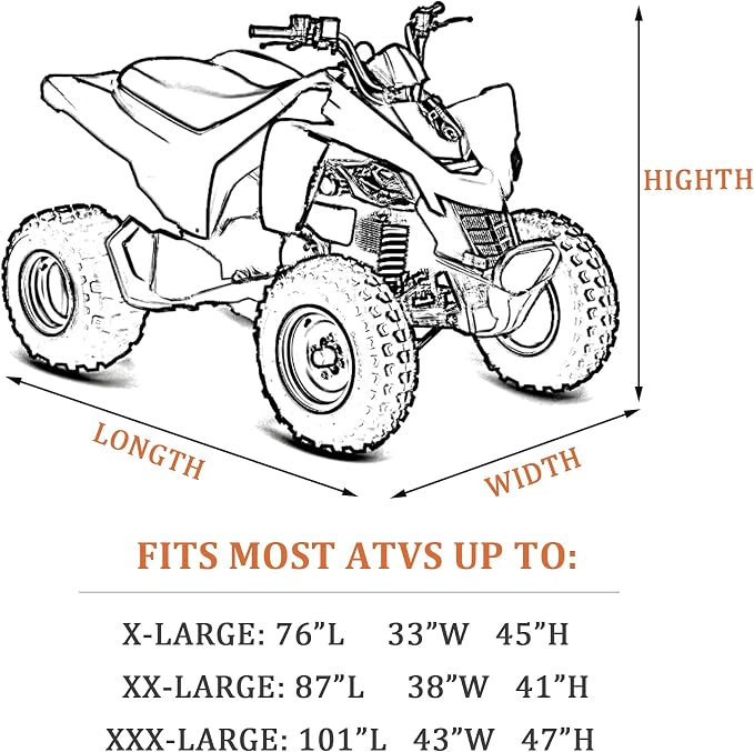 ATV Cover All Weather Outdoor Protection, Heavy Duty 420D Waterproof Oxford - Image 6