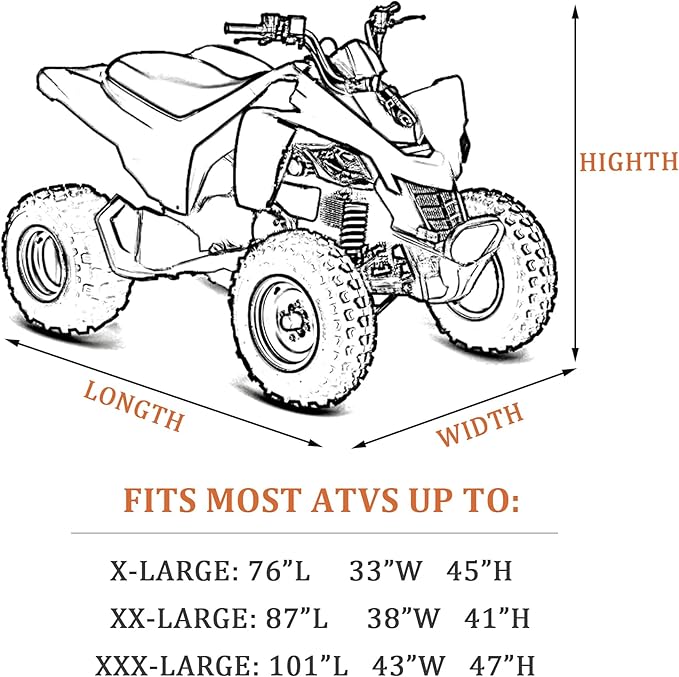 ATV Cover All Weather Outdoor Protection, Heavy Duty 420D Waterproof Oxford - Image 6
