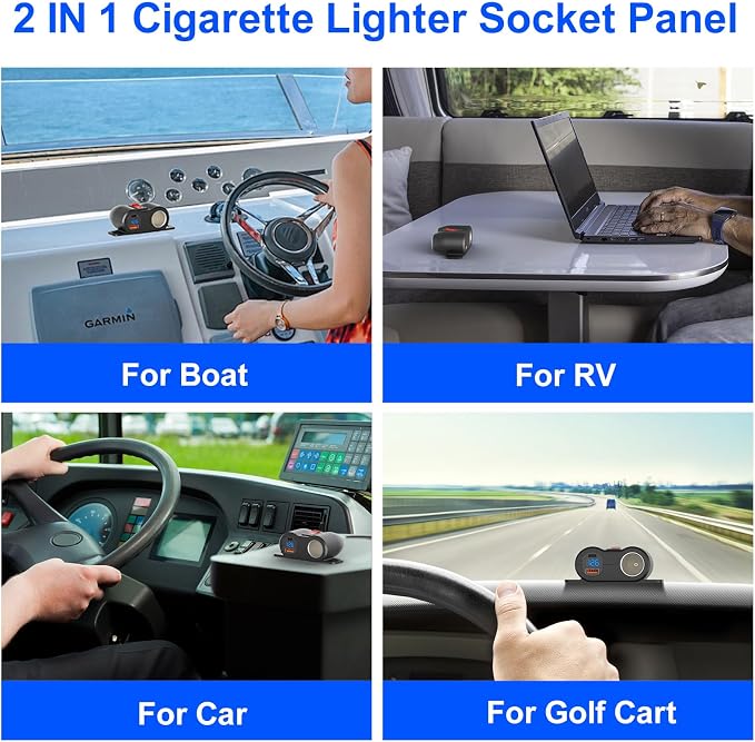 2-in-1 Surface Mount 12V USB Outlet Cigarette Lighter Socket, PD 30W and QC18W - Image 7