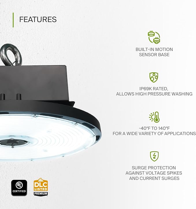 ASD LED High Bay UFO Light Fixture, Commercial Shop Lighting | Dimmable - Image 3