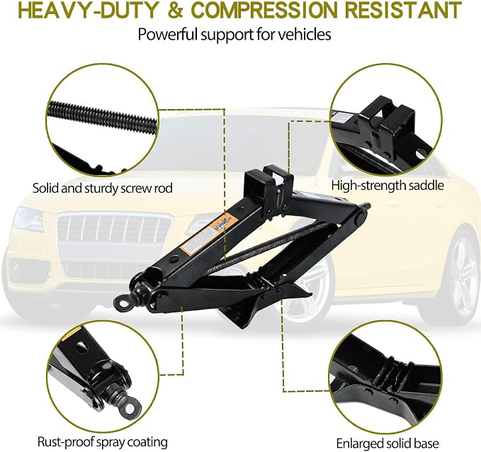 Scissor Jack Car Jack Kit 3 Tons Universal Tire Jack Changing Kit - Image 3