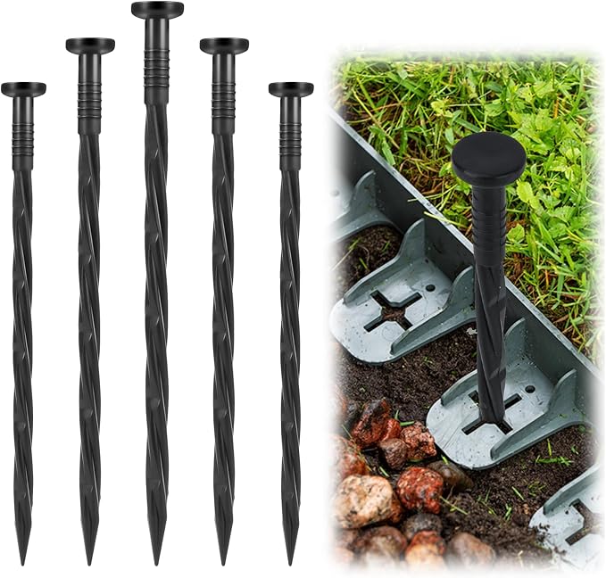 Landscape Edging Stakes, Spiral Nylon Anchoring Spikes by Garaook