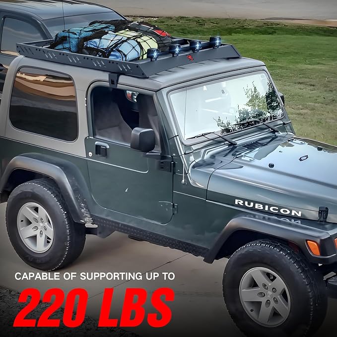 Roof Rack Cargo Basket with 4PCS LED Light Bar Compatible - Image 5