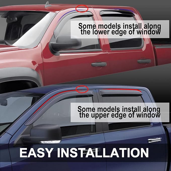 4pcs Out-Channel Tape On Side Wind Deflector, Dark Smoke Sun Rain Guards - Image 2