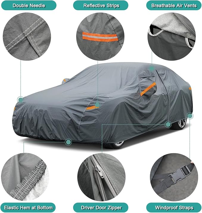 Premium Car Cover Custom Fit Honda Civic Sedan/Coupe, 16 Layers Heavy Duty Car - Image 3