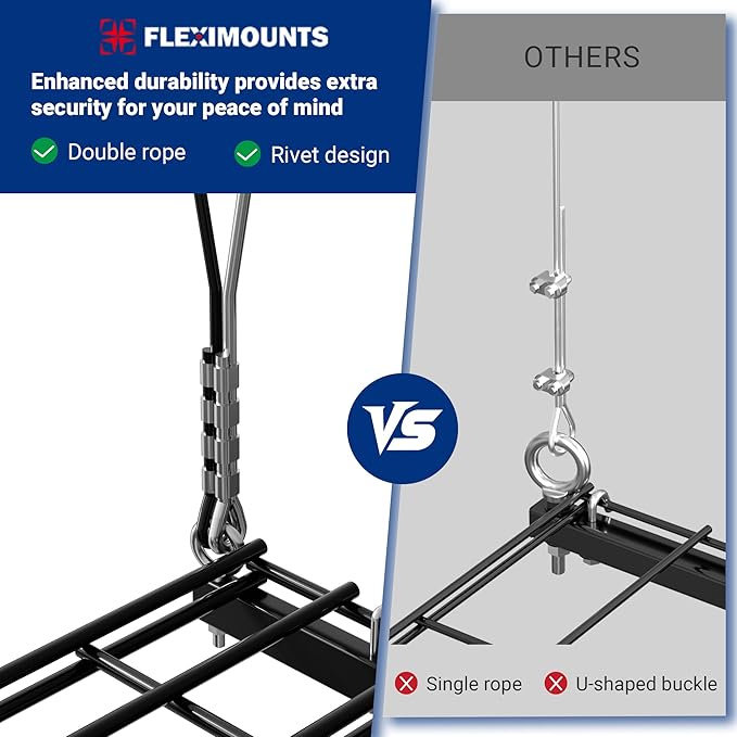 FLEXIMOUNTS Overhead Garage Storage Rack, 4x4 Ft Heavy-Duty Garage Ceiling - Image 4