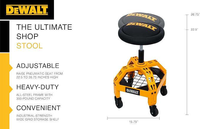 DEWALT Heavy-Duty Metal Rolling Stool - Image 2