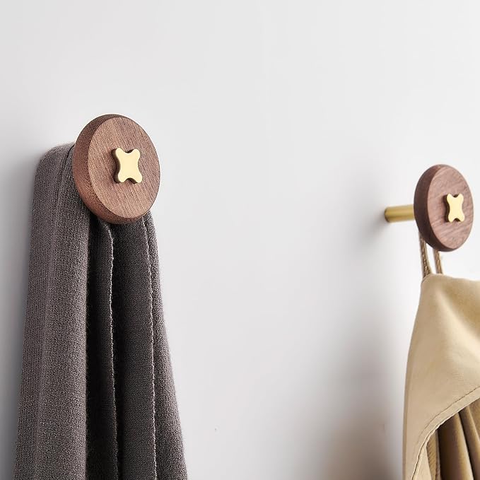 Solid Brass & Sapele/Mahogany Wall Hooks 2 Pack - Image 8