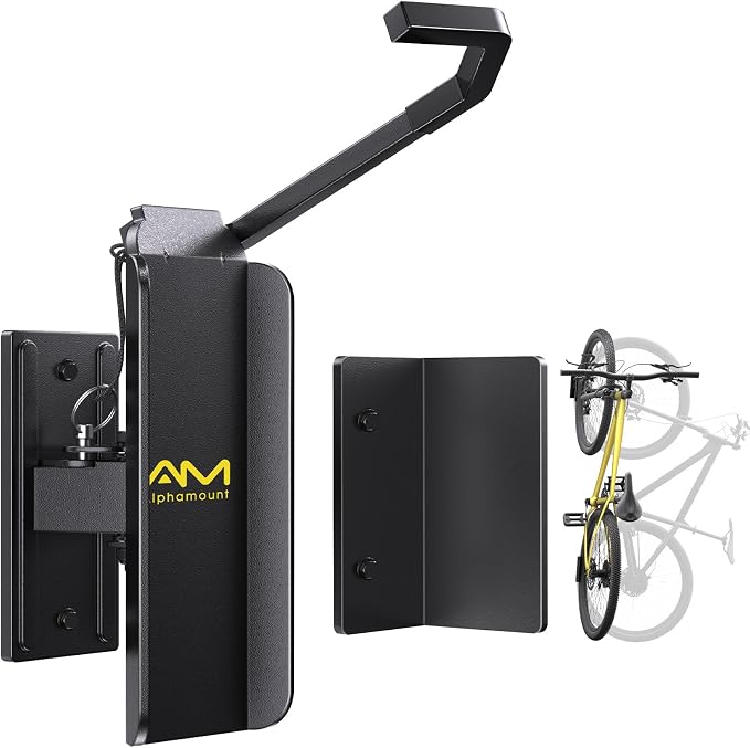 AM alphamount Swivel Bike Wall Mount, Metal Wall Bike Rack by AMalphamount