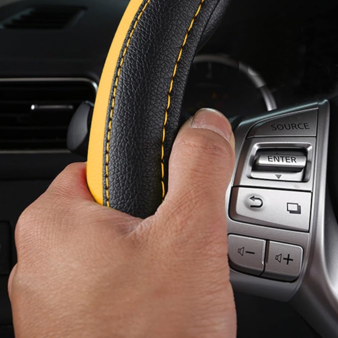 Leather Car Steering Wheel Cover, Non-Slip Car Wheel Cover Protector Breathable - Image 5