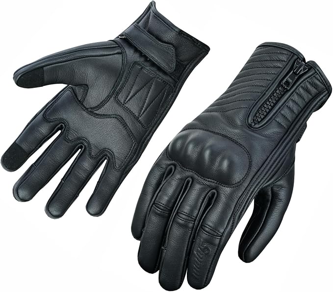 Full Finger Leather Motorcycle Gloves by MOTO5