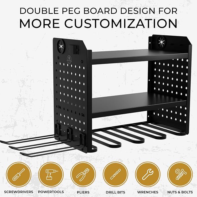 Power Tool Organizer-6 Drill Holder Wall Mount, 3 Tier Heavy-Duty Hand Tool - Image 5