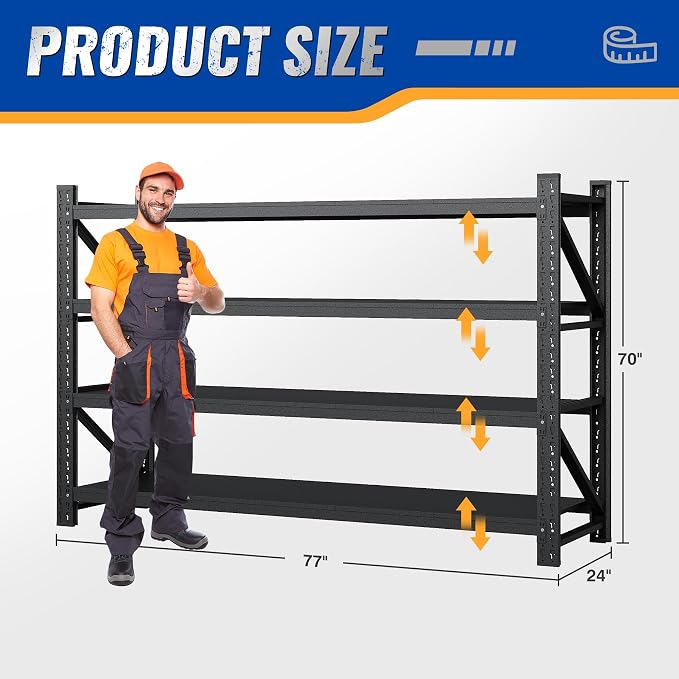 77" W Storage Shelves 9000lbs Garage Metal Shelving Heavy Duty Garage Shelves - Image 2