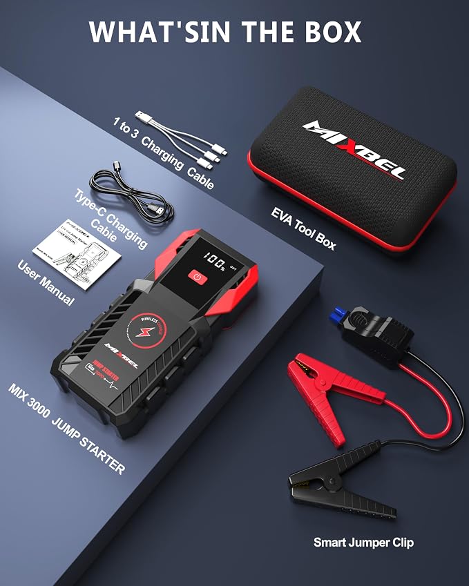 Jump Starter 3000A Peak 12V Portable Car Battery Jump Starter 24000mAh Jump Box - Image 7
