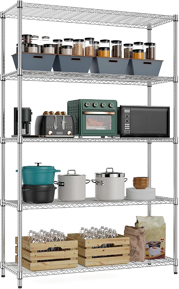 MZG 1750 lbs 5 Tier Storage Rack Metal Wire Shelving Unit, Storage Standing by MEIGAOPLASTICANDMETALHKCOLIMITED