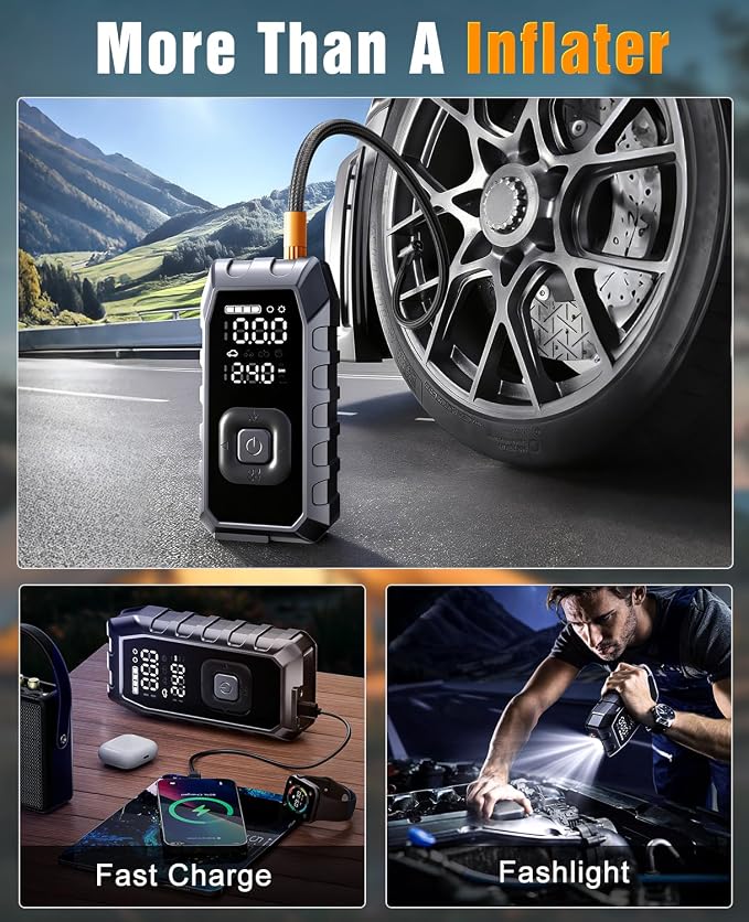 Tire Inflator Portable Air Compressor, 65W Fast Charge 180PSI Cordless Electric - Image 4
