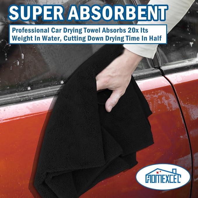 HOMEXCEL Professional Large Microfiber Car Drying Towels 2 Pack, Lint Free - Image 5