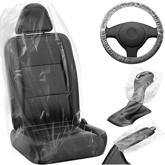 MYFAMIREA 250 PCS Disposable Car Seat Covers Clear Plastic Vehicle Seat by MYFAMIREA