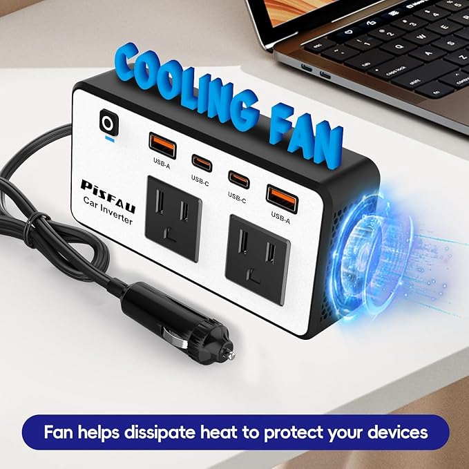 300W Car Power Inverter 12V to 110V，PiSFAU DC to AC Car Plug in Adapter Outlet - Image 4