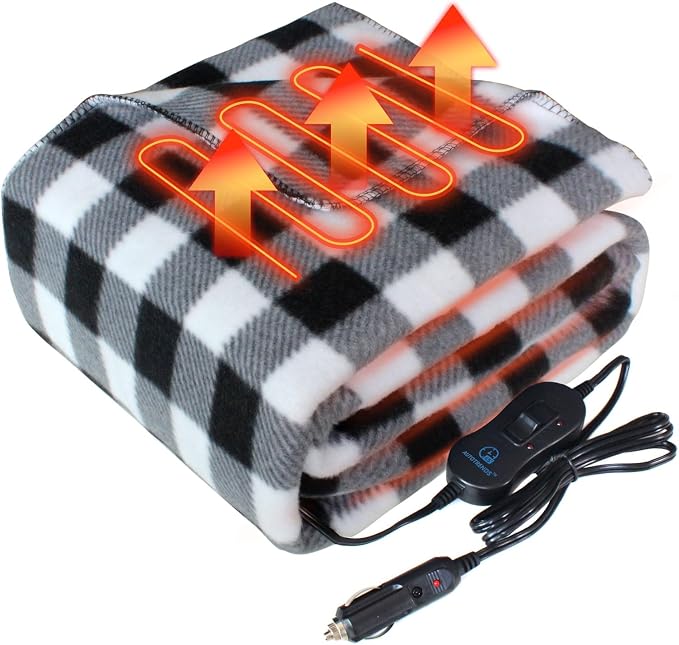 Electric Blanket, 12 Volt Heated Blanket, Car Heated Travel Blanket, by ihealthcomfort