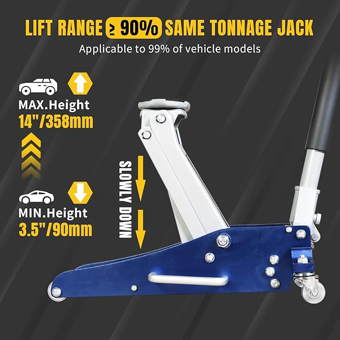YELLOW JACKET Floor Jack 1.5 Ton Hydraulic Low Profile Aluminum and Steel Car - Image 3
