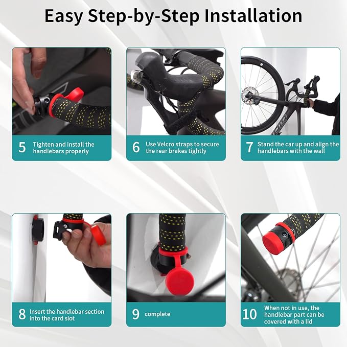Road Bike Handlebar Wall Mount, Space-Saving & Easy Installation, Sturdy Garage - Image 5