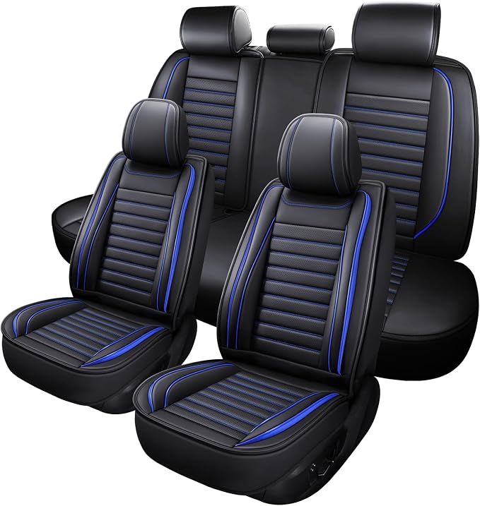 Leather Car Seat Covers Full Set, Universal Faux Leather Car Seat Covers 5 Seats by MINGBRONCARSEATCOVER