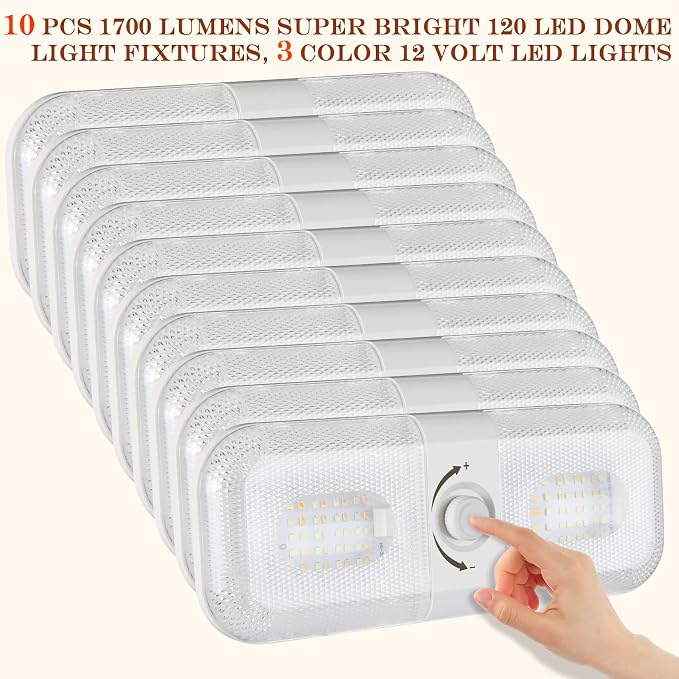 Retisee 10 Pcs RV Lights Interior 1700LM, 3 Color 12V RV LED Dome Lights - Image 2