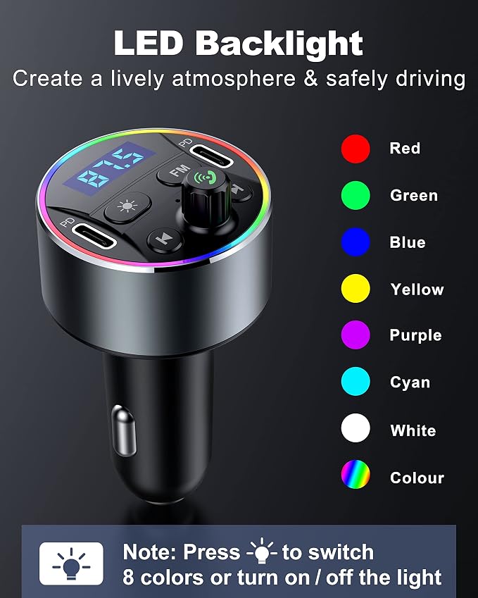 Dual PD 40W Type-C USB Car Charger Bluetooth Car Adapter Bluetooth 5.3 FM - Image 7