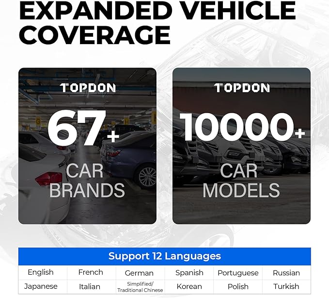 OBD2 Scanner TOPDON AD500, Oil SAS Throttle TPMS BMS EPB Reset, Engine ABS SRS - Image 6
