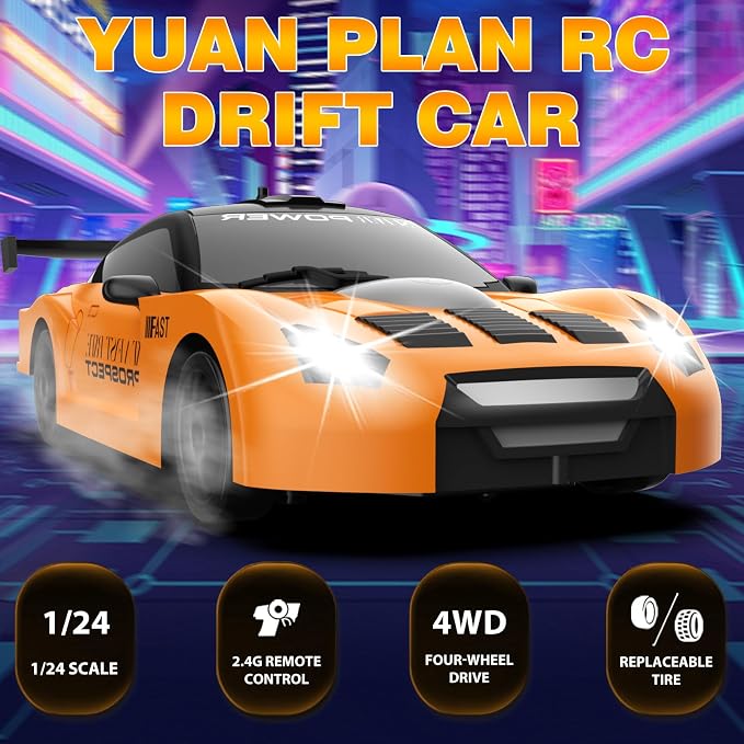 RC Drift Car 1/24 2.4GHz Remote Control Car 4WD High Speed Drifting RC Cars - Image 2