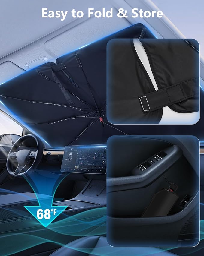Foldable Windshield Sun Shade Umbrella – Reflective Car Window Cover - Image 8
