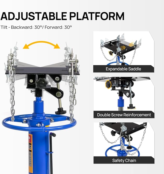 TUFFIOM Transmission Jack, 1660 lbs 3/4-Ton Hydraulic 2-Stage High Lift - Image 5