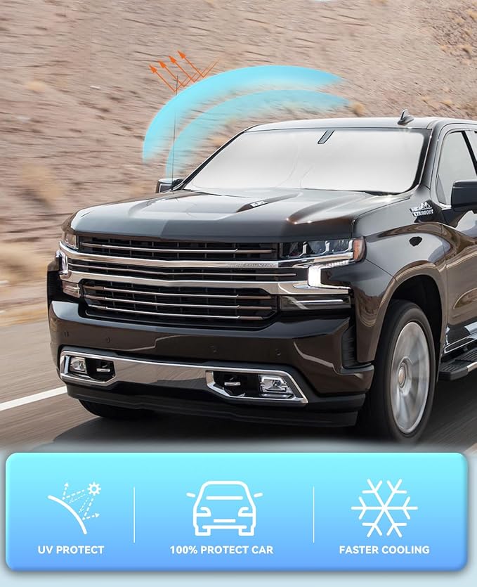 Sunshade Cover for Chevy Silverado 1500 Windshield Sun Shade for 2019-2024 2025 - Image 4