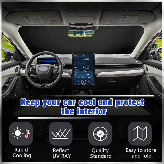 Sze Windshield Sunshade for 2021-2022 2023 2024 2025 Ford Mustang Mach-E - Image 2