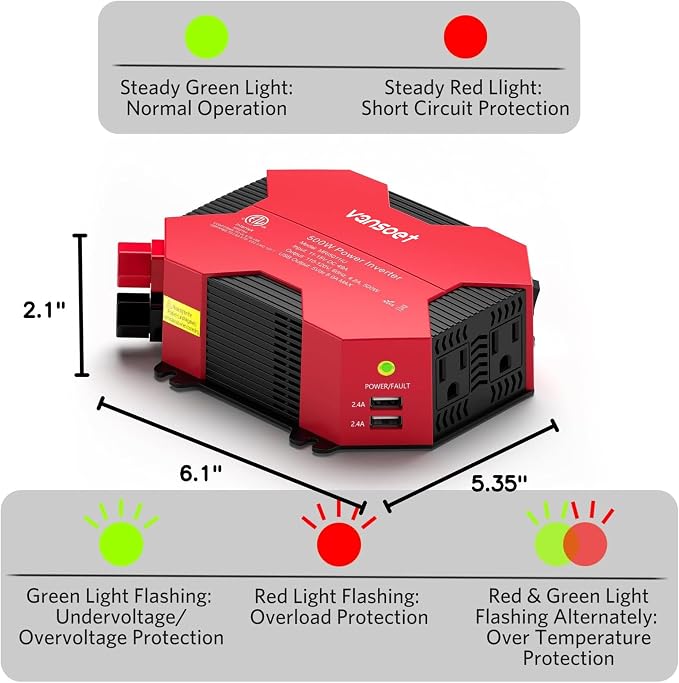 500 Watt Car Power Inverter DC 12V to AC 110V Car Plug Inverter Adapter Power - Image 9