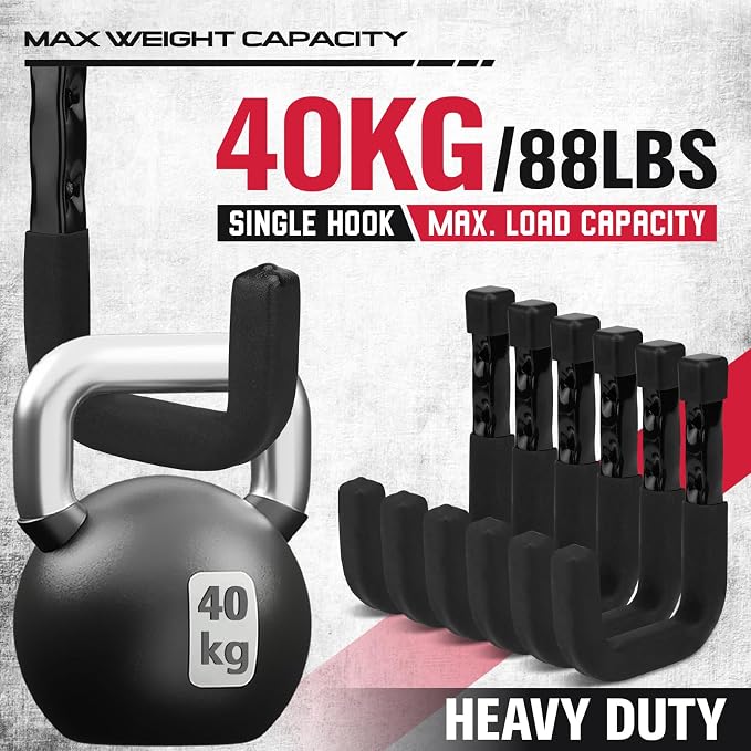 SEDY 6-Piece Heavy Duty Garage Storage Hooks, Wall Mount J Utility Hooks Holds - Image 4