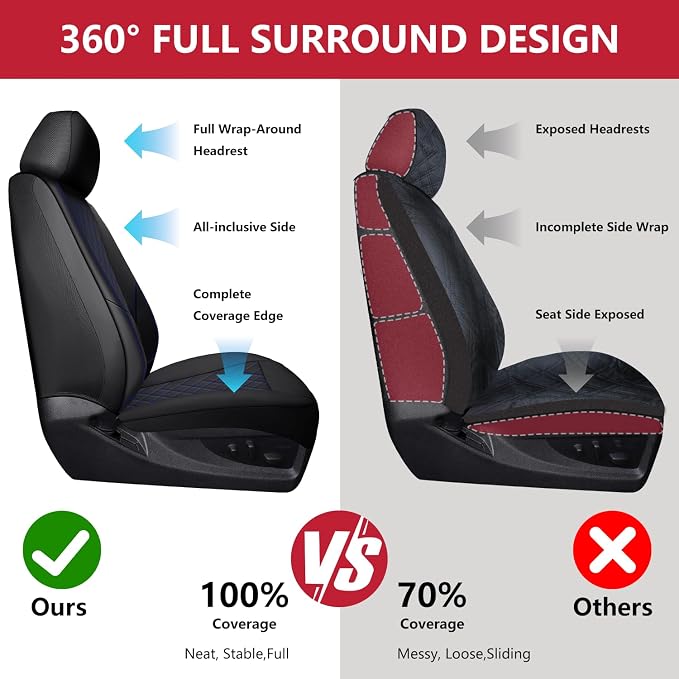 Chevy Chevrolet Silverado GMC Sierra Car Seat Covers Fit 2007-2023 2024 2025 - Image 7