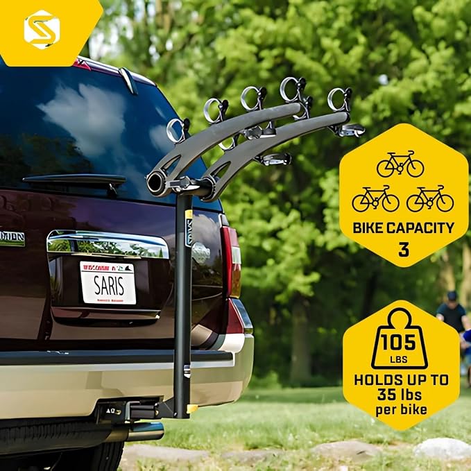 Saris Bones 3-Bike Hitch Rack Bicycle Carrier, - Image 4