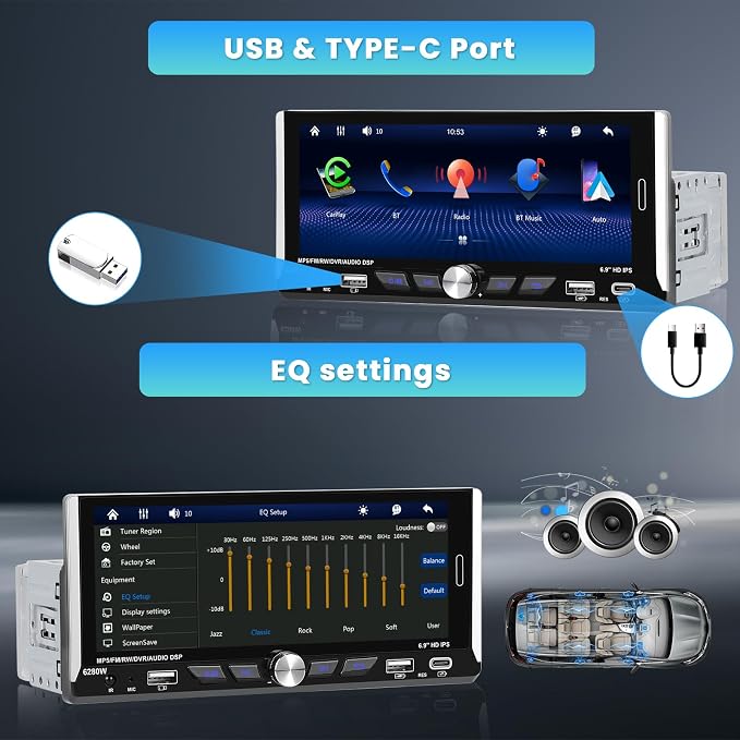 6.9 Inch Single Din Car Stereo - Image 6