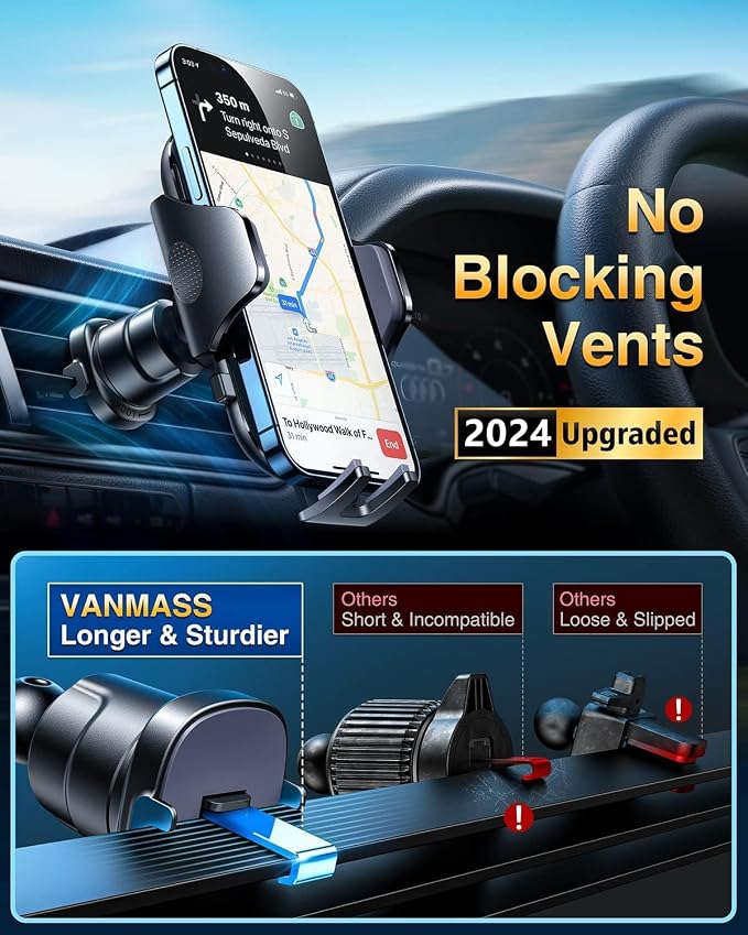 VANMASS Ace Car Phone Holder Mount New Upgraded Handsfree Cell Phone Holder Car - Image 6