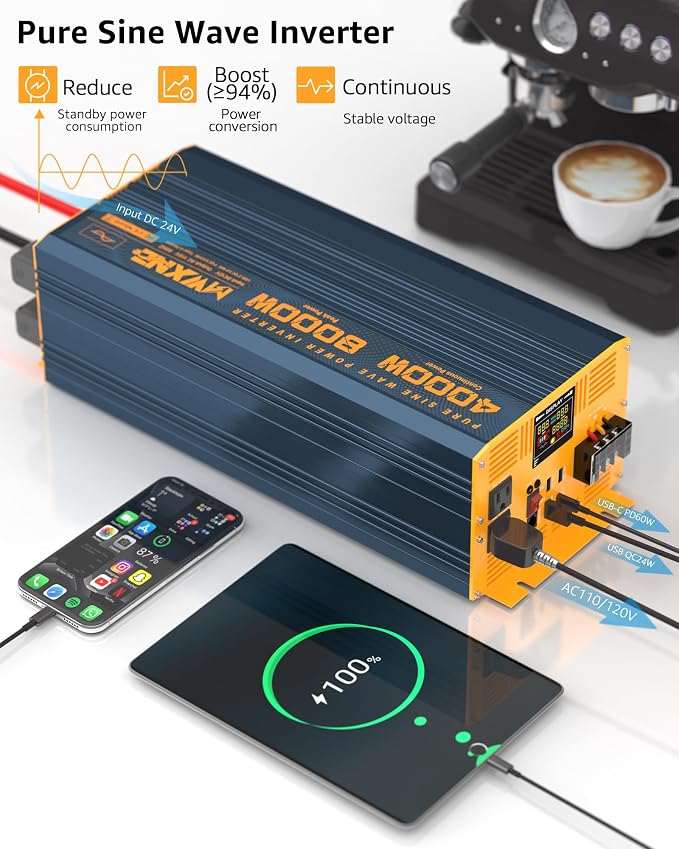 4000W Pure Sine Wave Power Inverter DC 12V to AC 110V 120V - Image 5