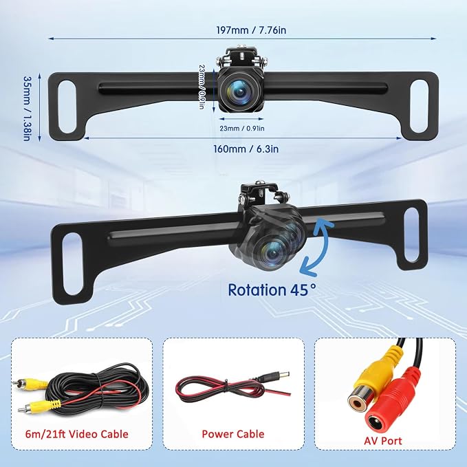 Kairiyard Backup Camera for Car, License Plate Back up Camera 170° Wide View - Image 8