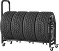 Rolling Tire Rack 43.5" x 13" x 37.4", 2 in 1 Metal Garage Tire Storage Rack by Neorexon