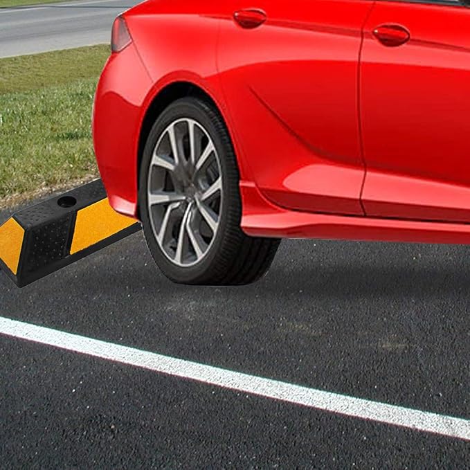 Heavy Duty Rubber Parking Curb Target High Reflective Yellow Safety Stripes - Image 7