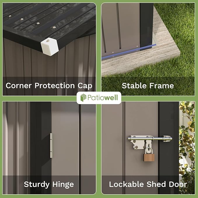 Patiowell 8x6 FT Outdoor Storage Shed, Metal Tool shed & Outdoor Storage - Image 6