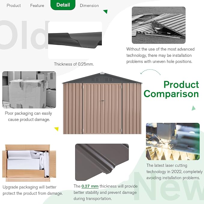 U-MAX 8x6 Storage Sheds & Outdoor Storage, Small Outdoor Storage Garden Outside - Image 6