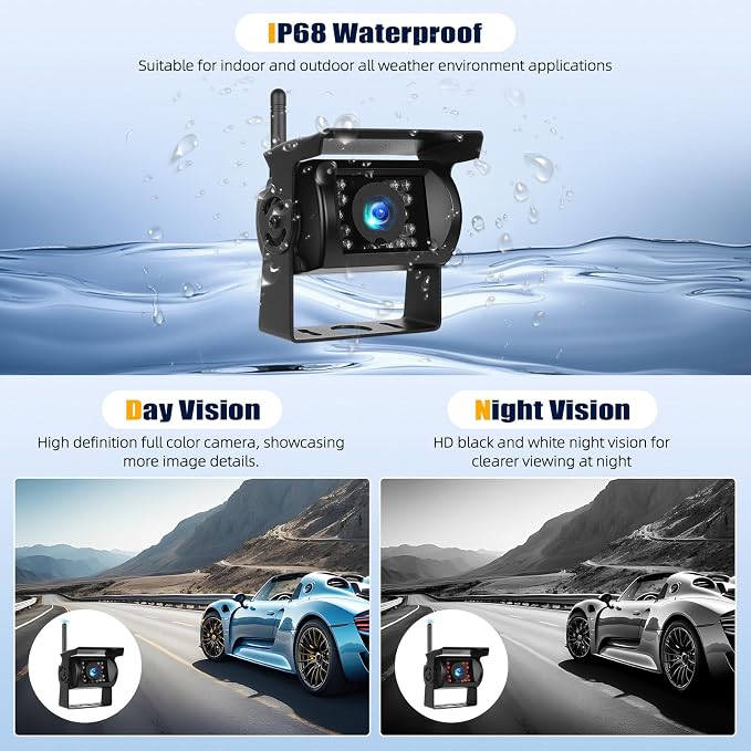 Wireless Vehicle Backup Camera System, 7 Inch Reverse Camera Monitor - Image 6
