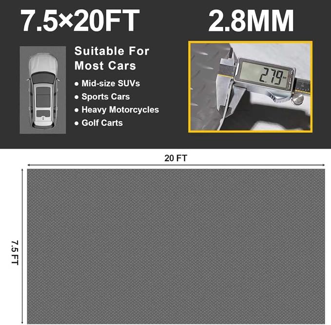 Garage Floor Mat 2.8mm Thickness PVC Garage Flooring Roll Diamond Plate Floor - Image 4