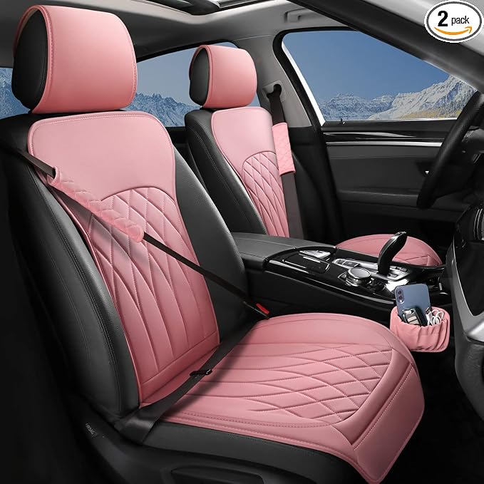 2 Pack Leather Front Car Seat Covers, Universal Sideless Car Seat Protectors by BEITK